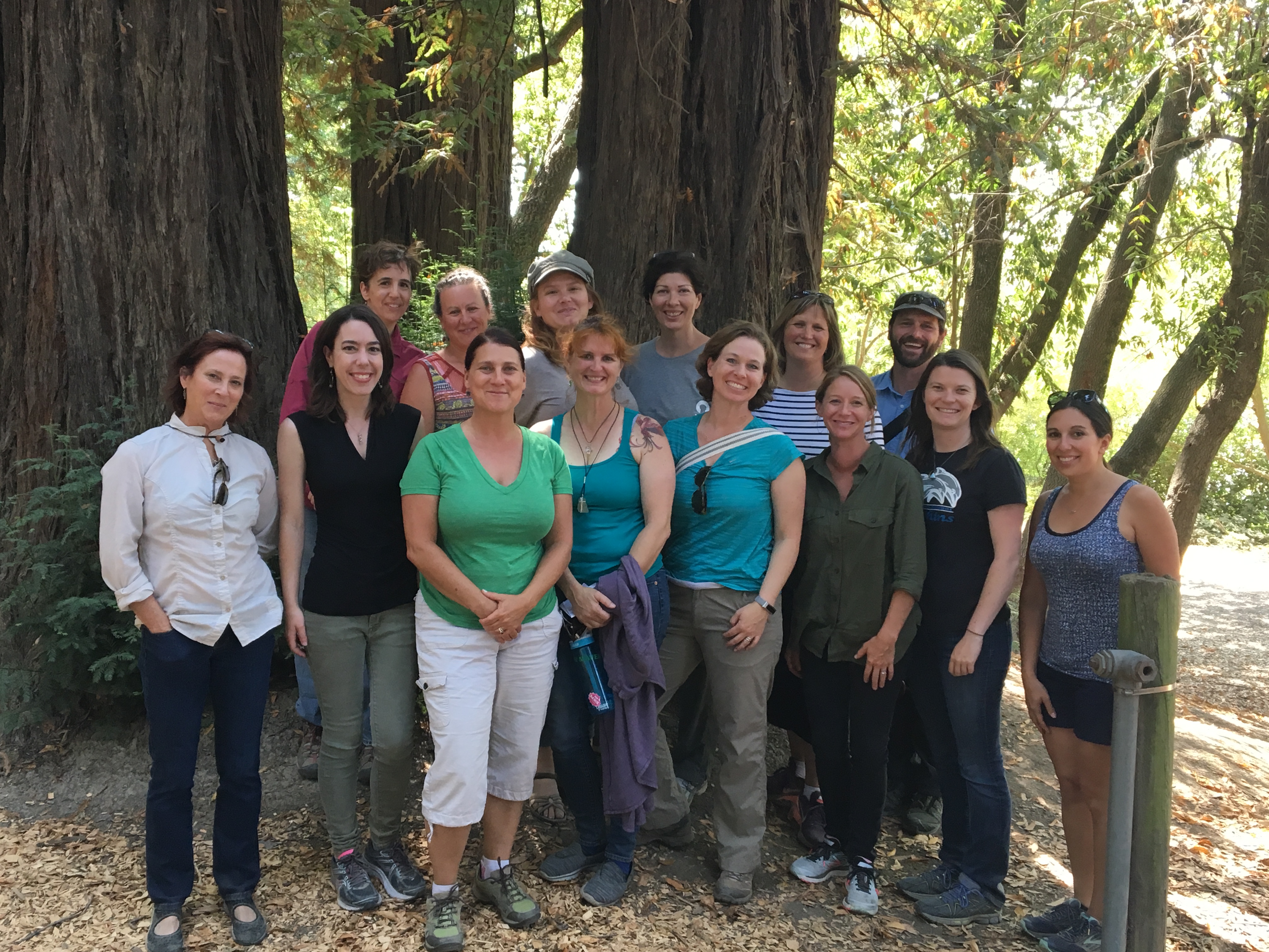 SCOE's new 21st Century Science Teacher Leader Cadre poses for a picture in the redwoods.