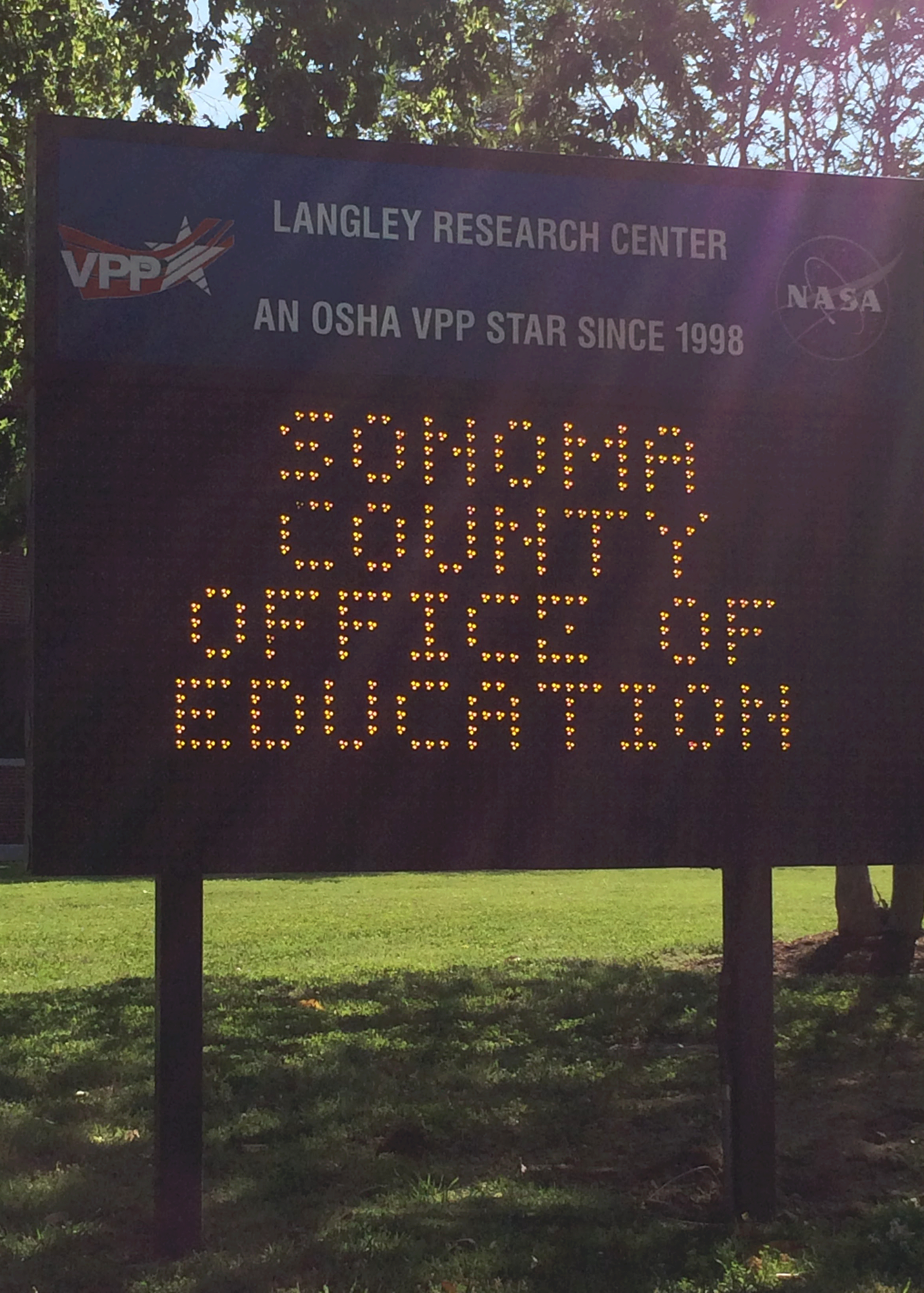 NASA sign welcomes SCOE