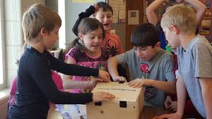 Kids with Breakout EDU Game